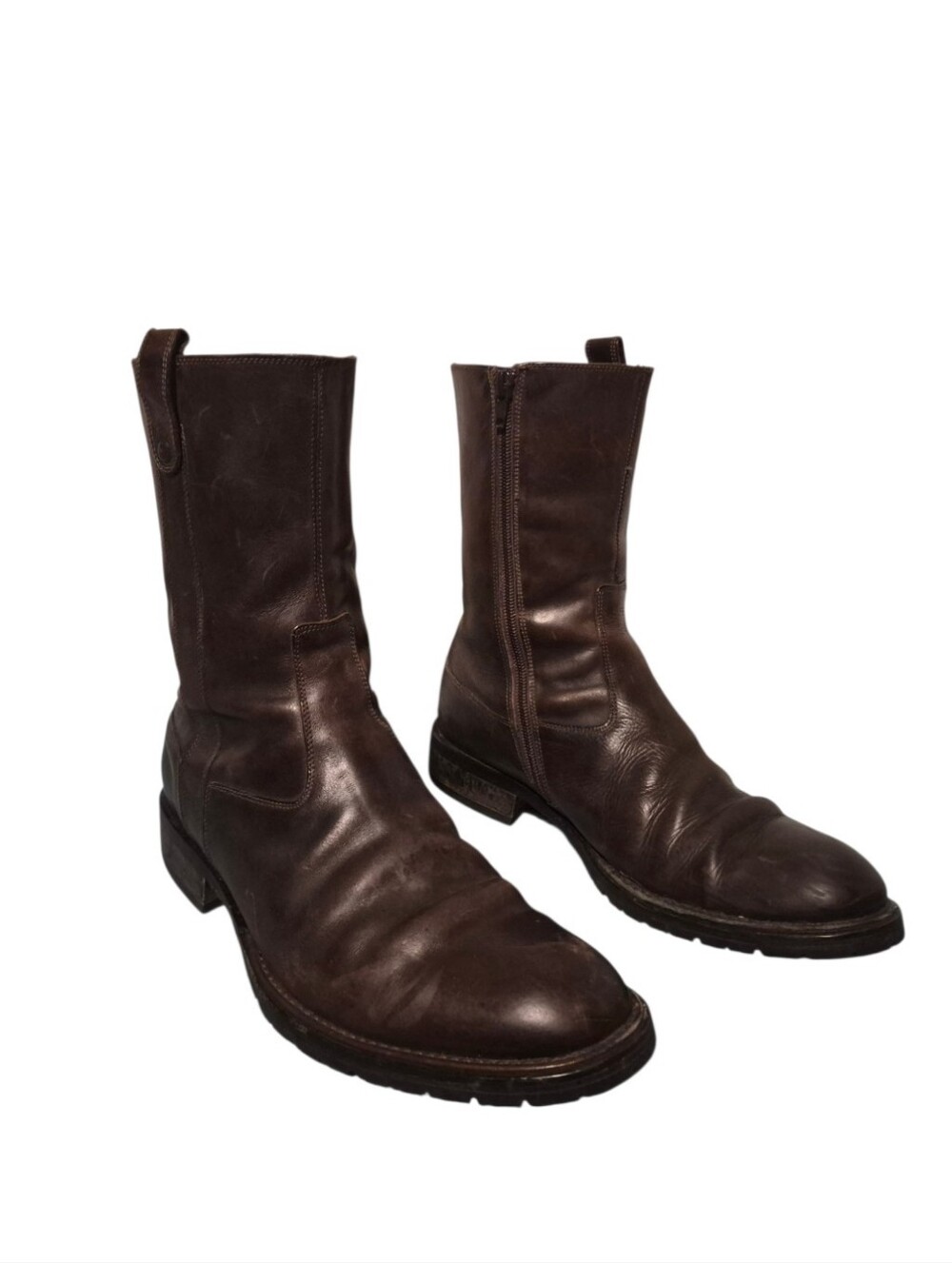 Johnston & Murphy Leather Side-Zip Riding Moto Boots Men's 8.5M, Made In Italy